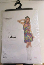 Women's 70s Disco Blacklight Reactive Glow Dress Costume X-Large
