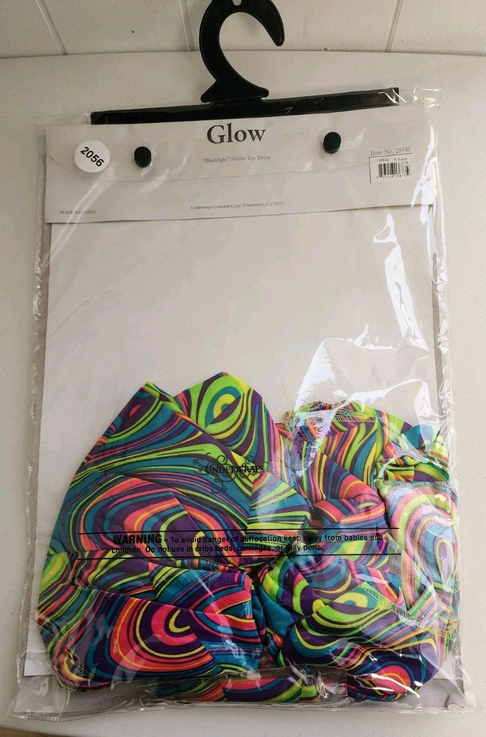 Women's 70s Disco Blacklight Reactive Glow Dress Costume X-Large
