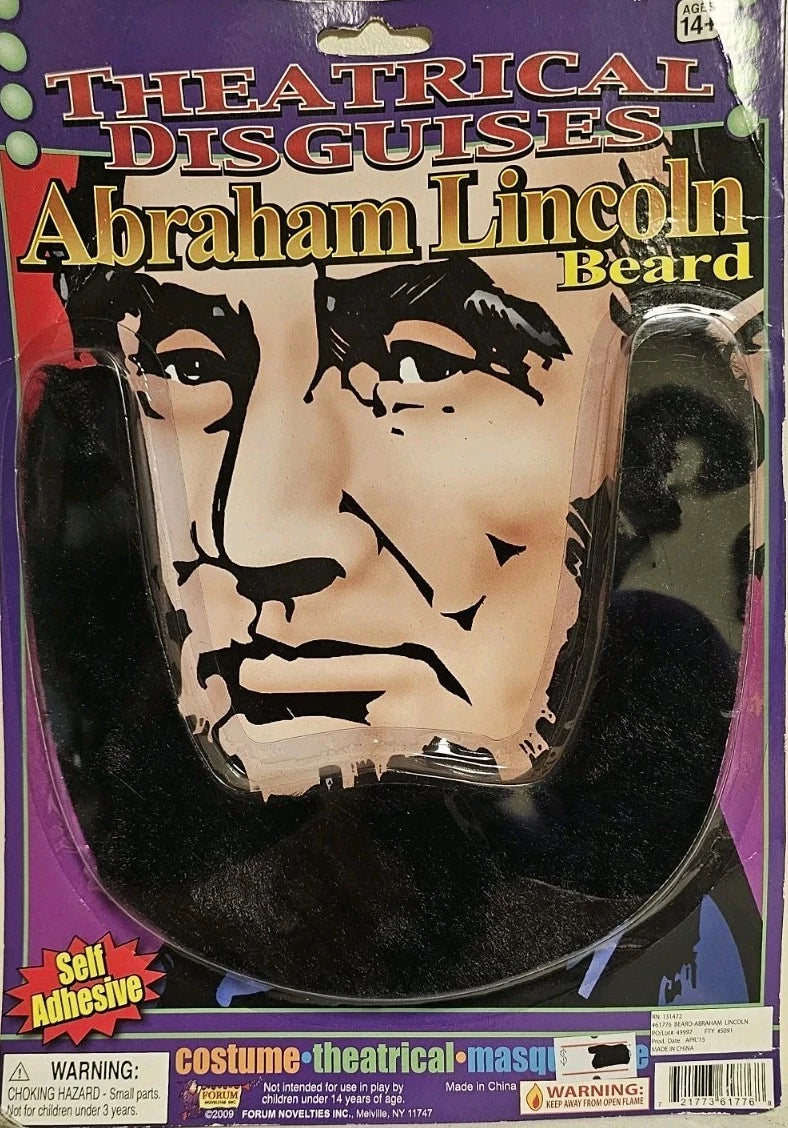 ABRAHAM LINCOLN BEARD Self Beard Theatrical Disguise Costume Self Adhesive V10