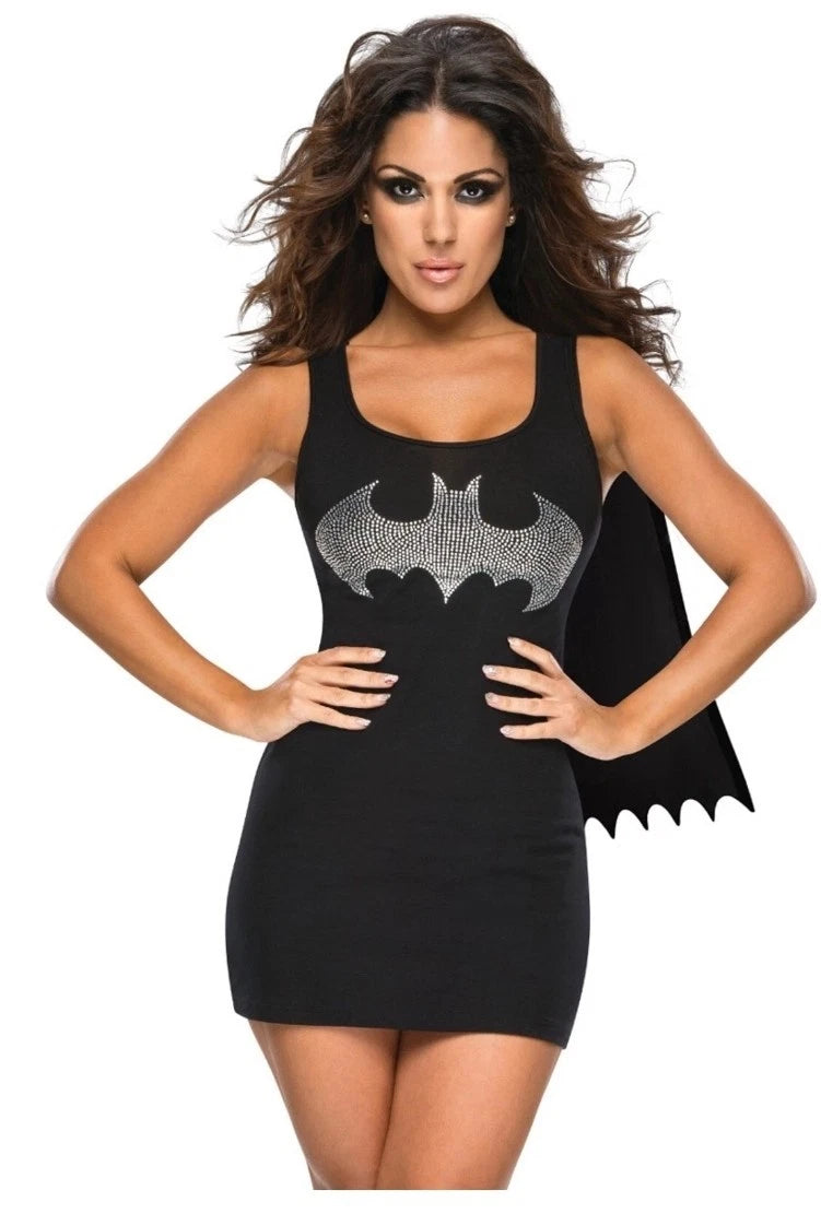 Rubies DC Batgirl Rhinestone Tank Dress W/Removable Cape Medium 10-14 B0874