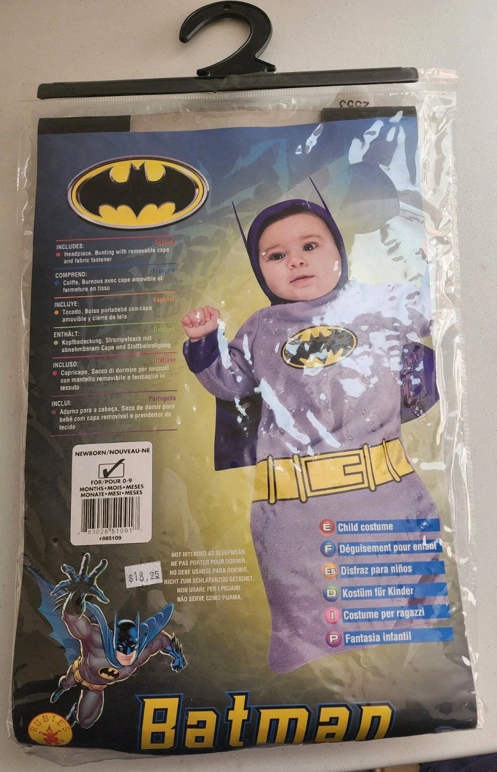 Rubies Newborn Batman Baby Bunting Costume B2553