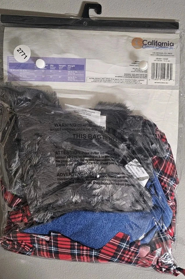 Wittle Werewolf Toddler Costume Wolf Grey Halloween California 18-24mo.