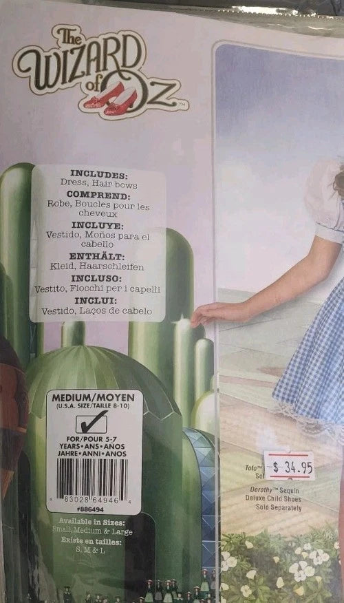 Rubie’s Wizard of Oz Dorothy Girls Costume Childs Medium (8-10) B2642