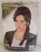 Womens Adult Hunger Brown Shoulder Braided Survivor Woman Costume Wig B0093