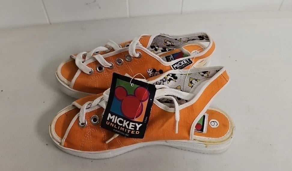 NOS VINTAGE MICKEY MOUSE UNLIMITED SIZE 6 Tennis Shoe Sandals Orange Disney