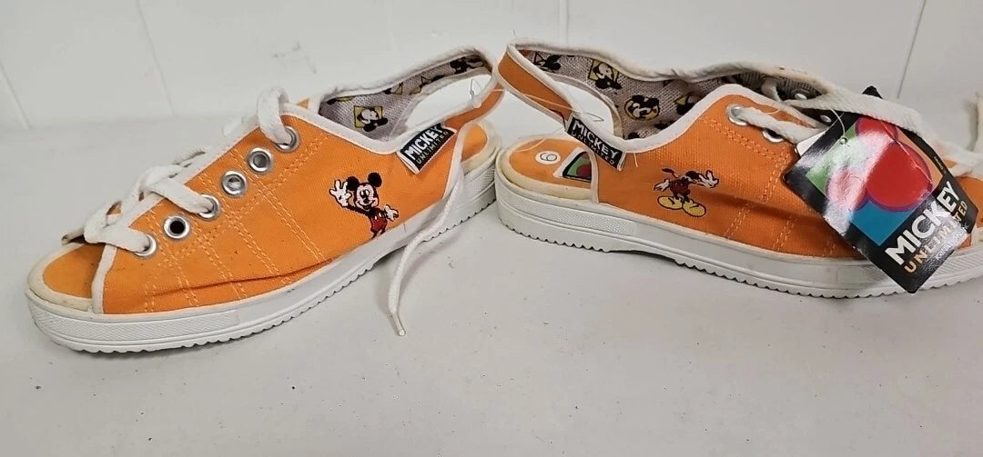 NOS VINTAGE MICKEY MOUSE UNLIMITED SIZE 6 Tennis Shoe Sandals Orange Disney