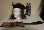 Disney Store Jack Sparrow Pirate Hat/Hair/20" Sword/Eye patch/Earring/Telescope