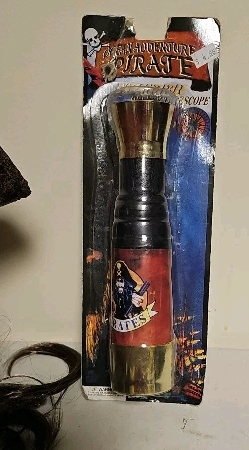 Disney Store Jack Sparrow Pirate Hat/Hair/20" Sword/Eye patch/Earring/Telescope