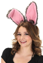Pink/Grey Bunny Ears Headband Bendable Posable Rabbit Costume Accessory V181