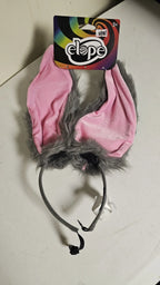 Pink/Grey Bunny Ears Headband Bendable Posable Rabbit Costume Accessory V181