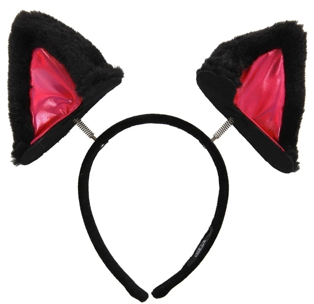 One Size Plush Springy Cat Ears Headband Accessory Soft Animal-Theme V187