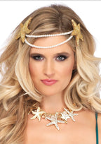 Mermaid Fake Pearl Starfish Cosplay Costume Accessory Headband. V155