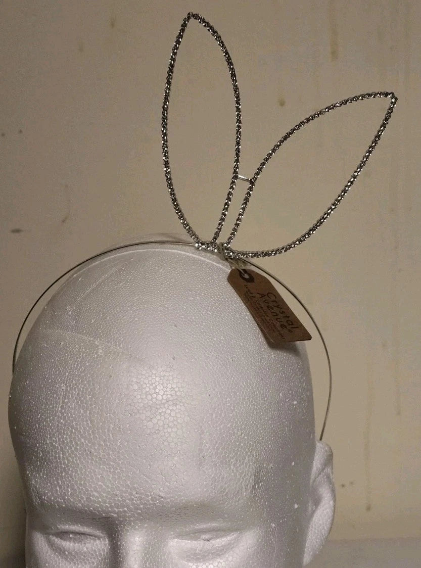 Crystal Ave Headband Rabbit Ears New Years Halloween Party Accessory Silver V173