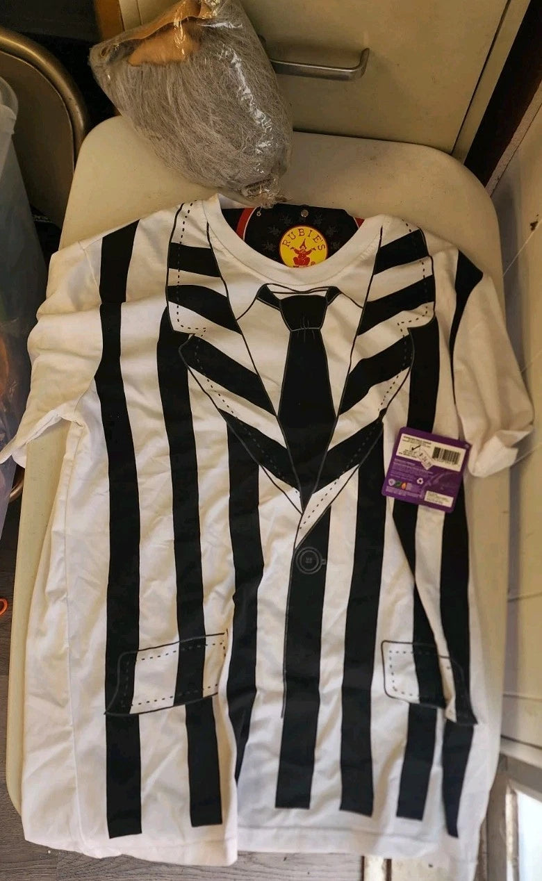 Beetlejuice Adult Costume Top with Wig One Size Up To 44" Chest B0866