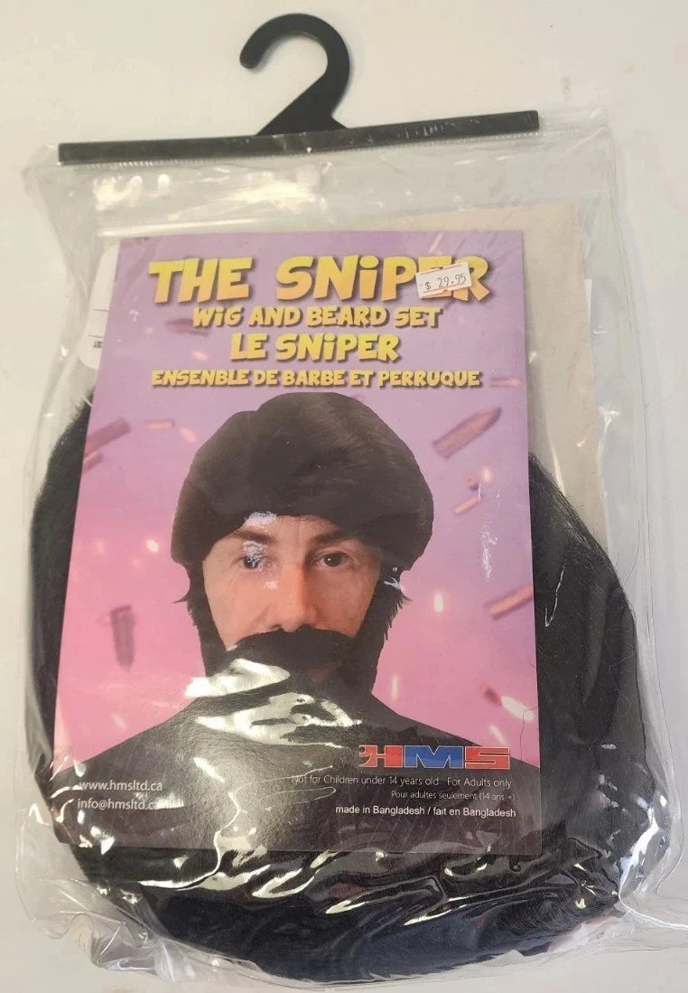 HMS The Sniper Wig Mustache and Beard Set Adult Black B2322