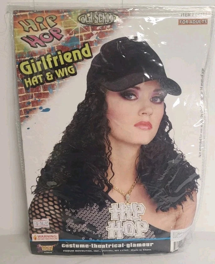 Hip Hop Girlfriend Hat and Wig Women's Accessory B2190