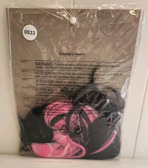 "Ravin'" Rave Black &amp; Pink Wig B0533