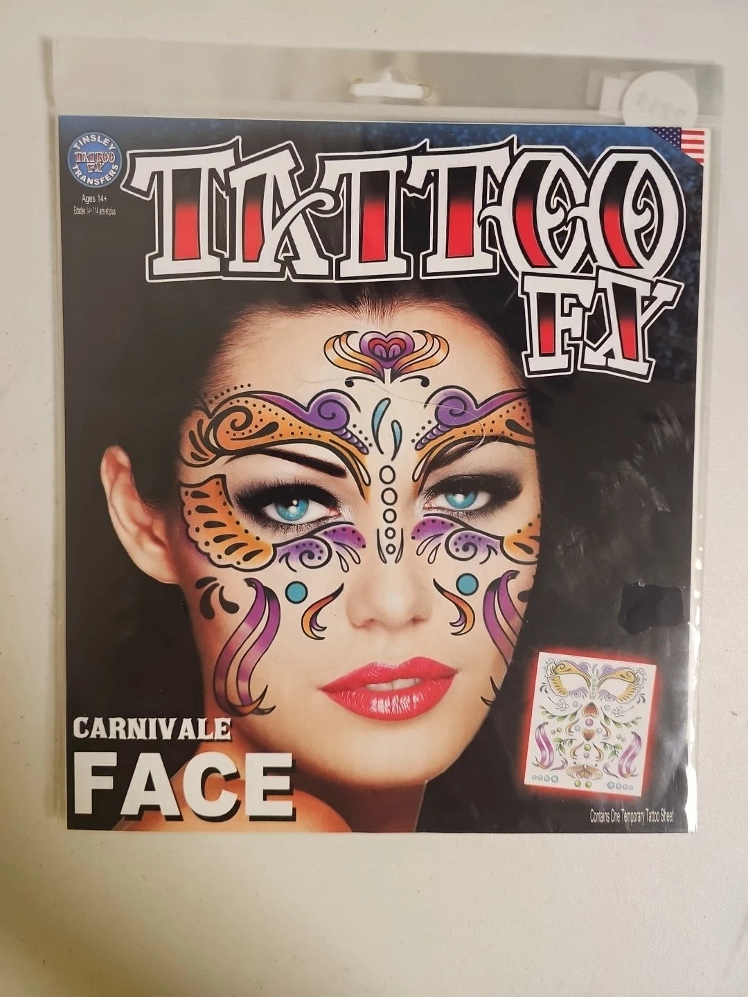 Temporary Tattoo FX carnival Face Mardi Gras