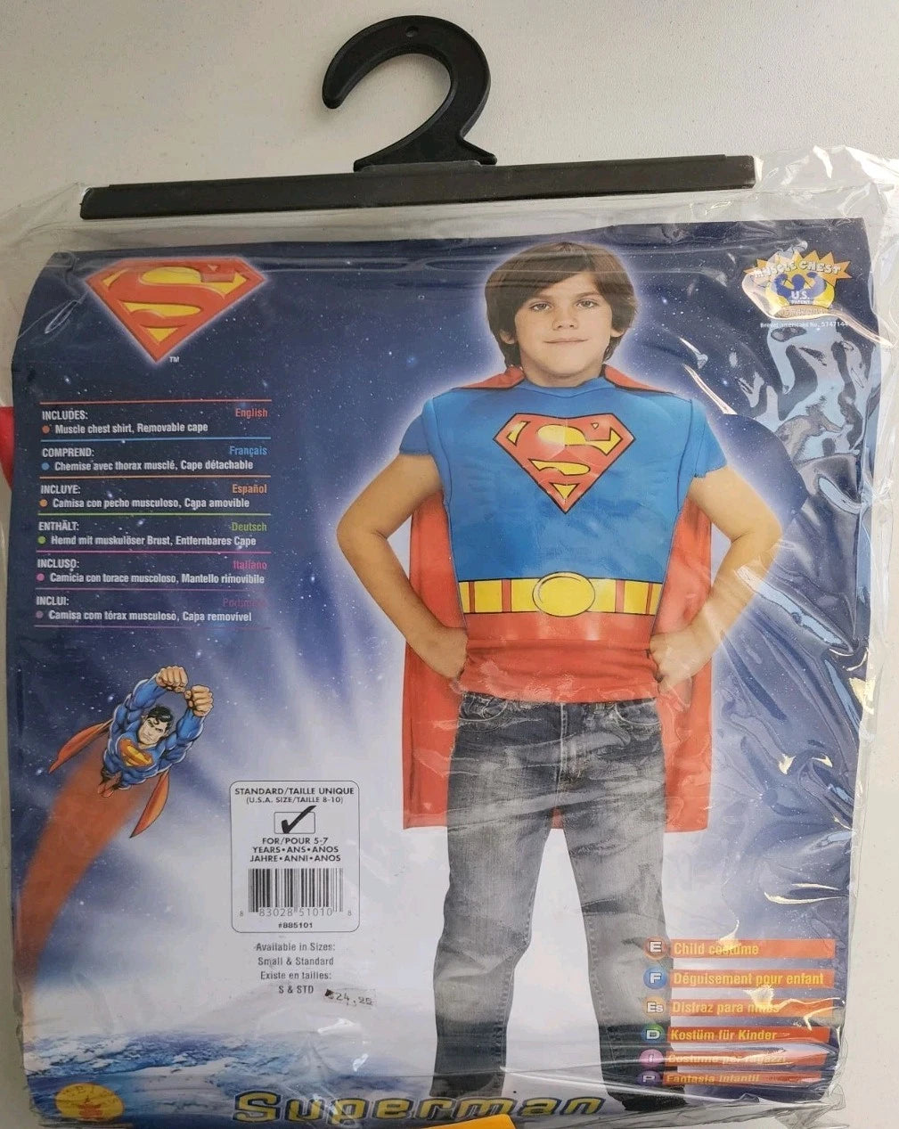 Superman Muscle Chest And Cape Costume Medium 8-10 B2313