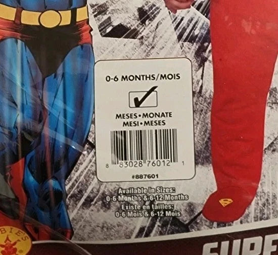 Superman Infant Costume 0-6 Months B2568