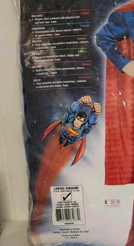 Deluxe Superman Muscle Chest Childs Costume Boys Large 12-14 B2480