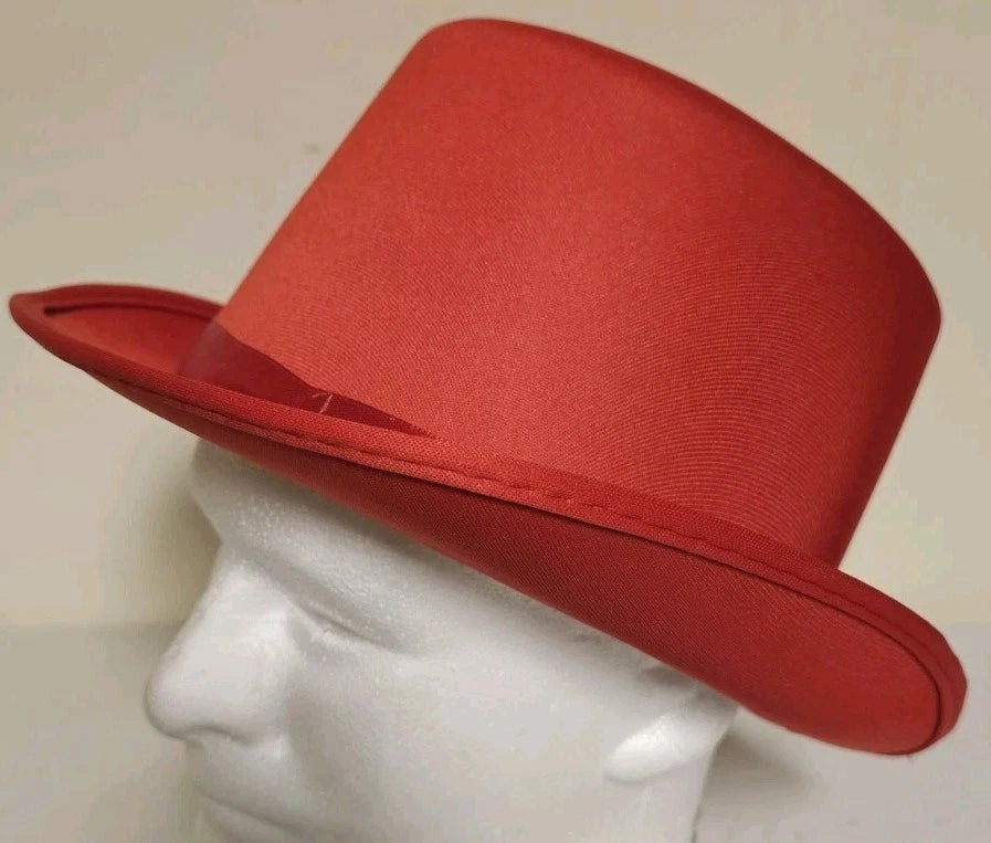 Satin Ribbon Red Top Hat One Size Halloween Costume Accessory