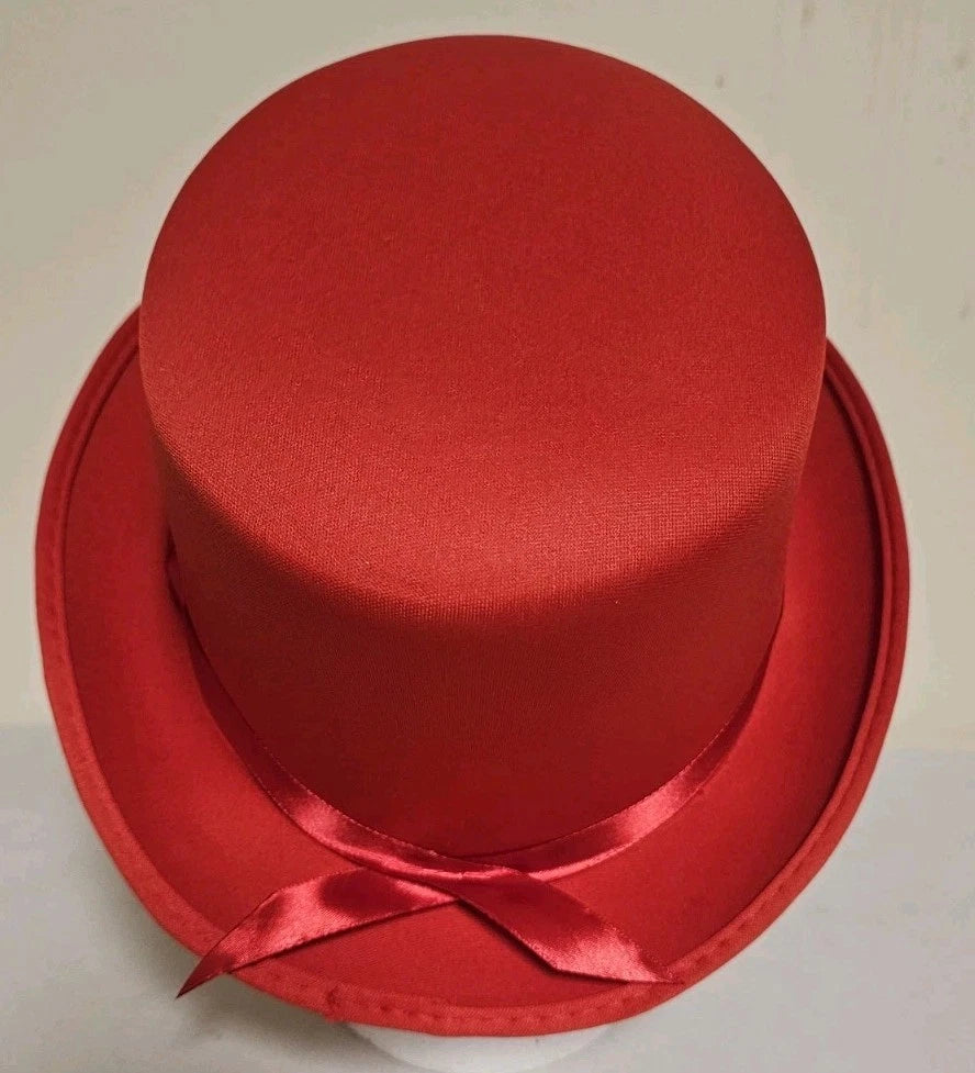 Satin Ribbon Red Top Hat One Size Halloween Costume Accessory