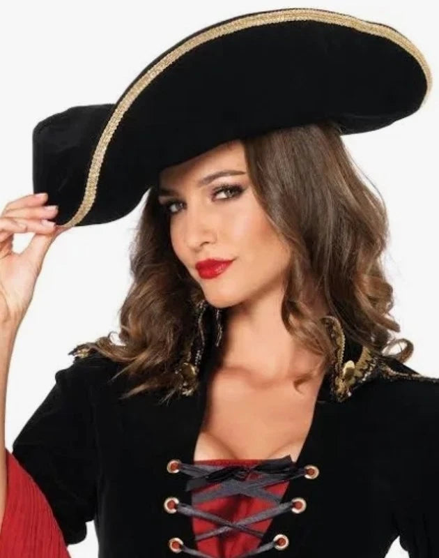 Pirate Hat with Gold Trim Poseable Adult V827