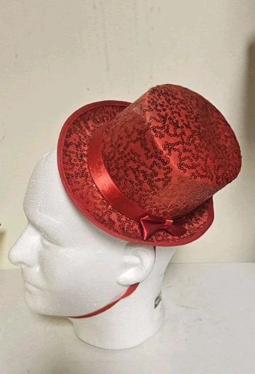 Red Burlesque Hat Handmade Collectors Series Costume Accessory.