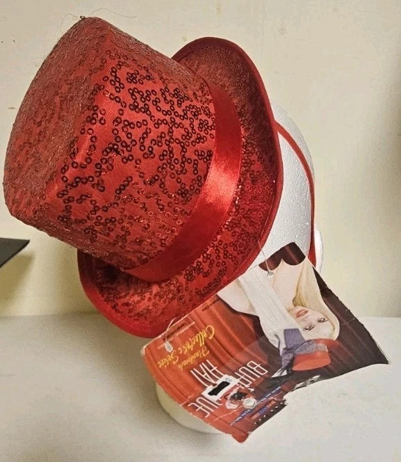 Red Burlesque Hat Handmade Collectors Series Costume Accessory.