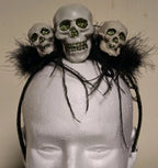 Bauer Pacific Imports Women's Glitter Skull Trio Lace Feather Headband Halloween