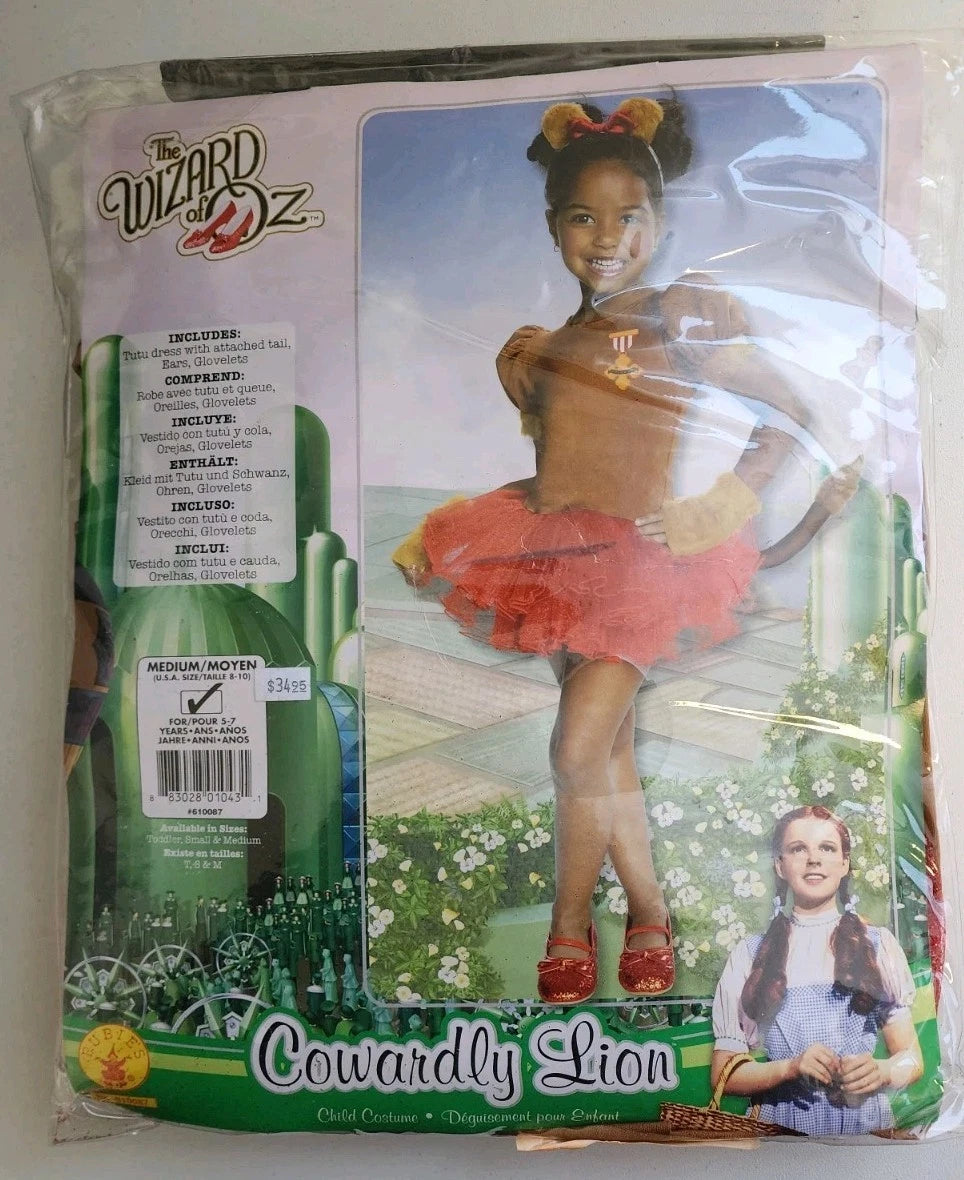 The Wizard of Oz Cowardly Lion Childs Costume Girls Medium 8-10 B2004