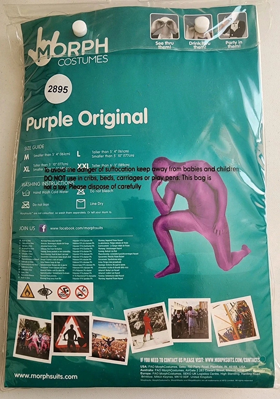 Morph Costumes Original Purple Mens Medium Fits Up To 5'4" B2895
