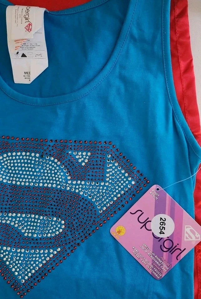 Supergirl Rhinestone Superman Tank with Cape Women's Medium B2654